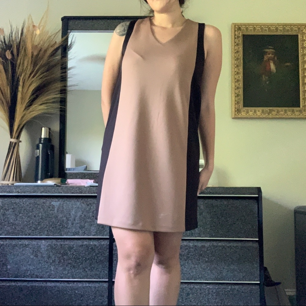 NWOT Alfani brown and black color-block midi dress